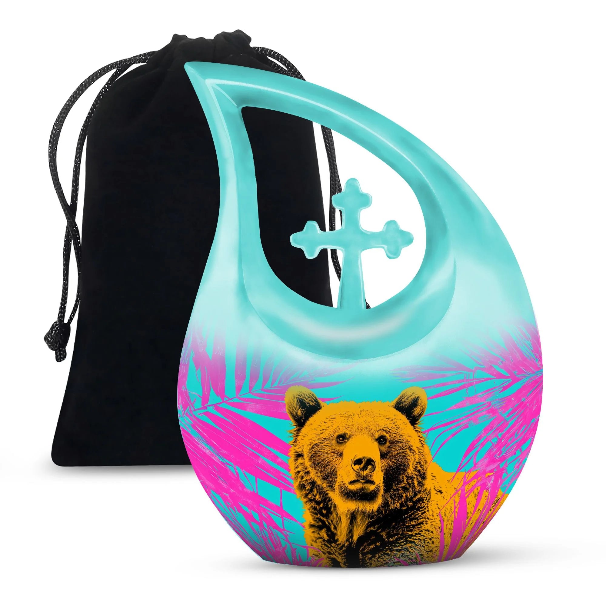 Bear Art Cremation Urn - 10 Inch Aluminium Cremation Urn