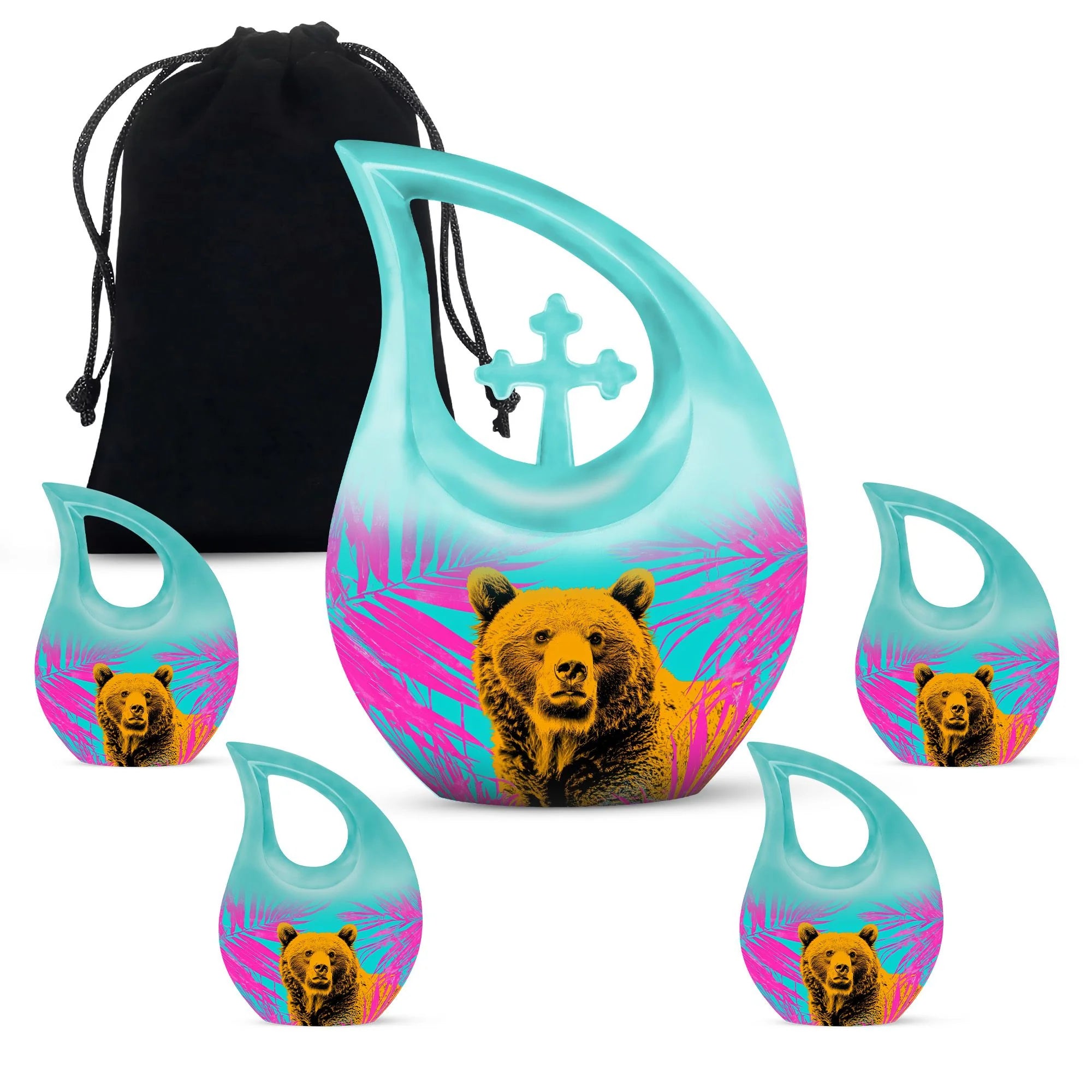 Bear Art Cremation Urn - 10 Inch Aluminium Cremation Urn