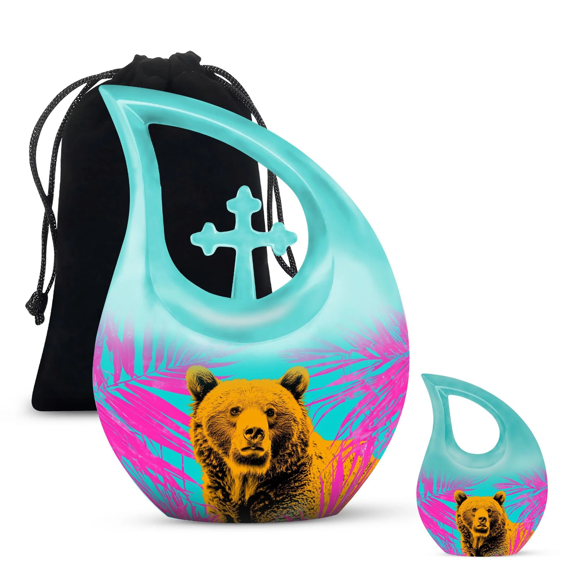 Bear Art Cremation Urn - 10 Inch Aluminium Cremation Urn