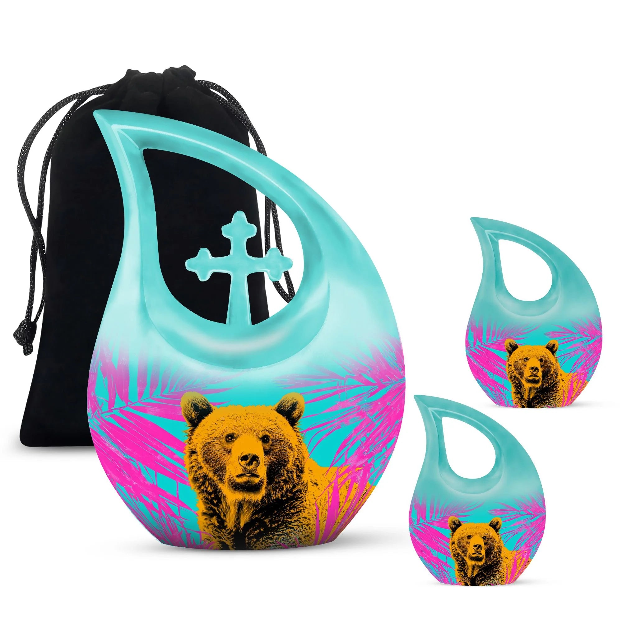 Bear Art Cremation Urn - 10 Inch Aluminium Cremation Urn