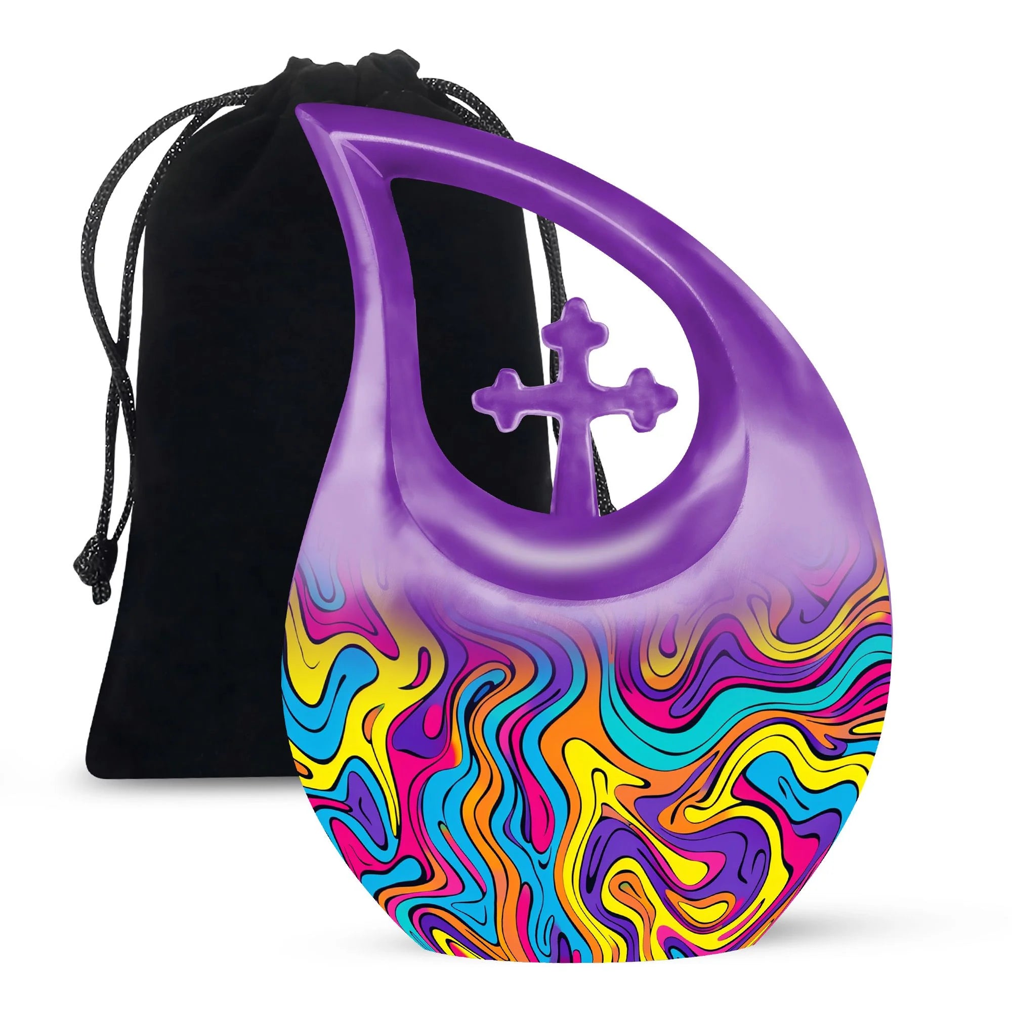 Artistic Swirly Pattern Urn For Ashes Memorial - Colorful Cremation Ashes Urn