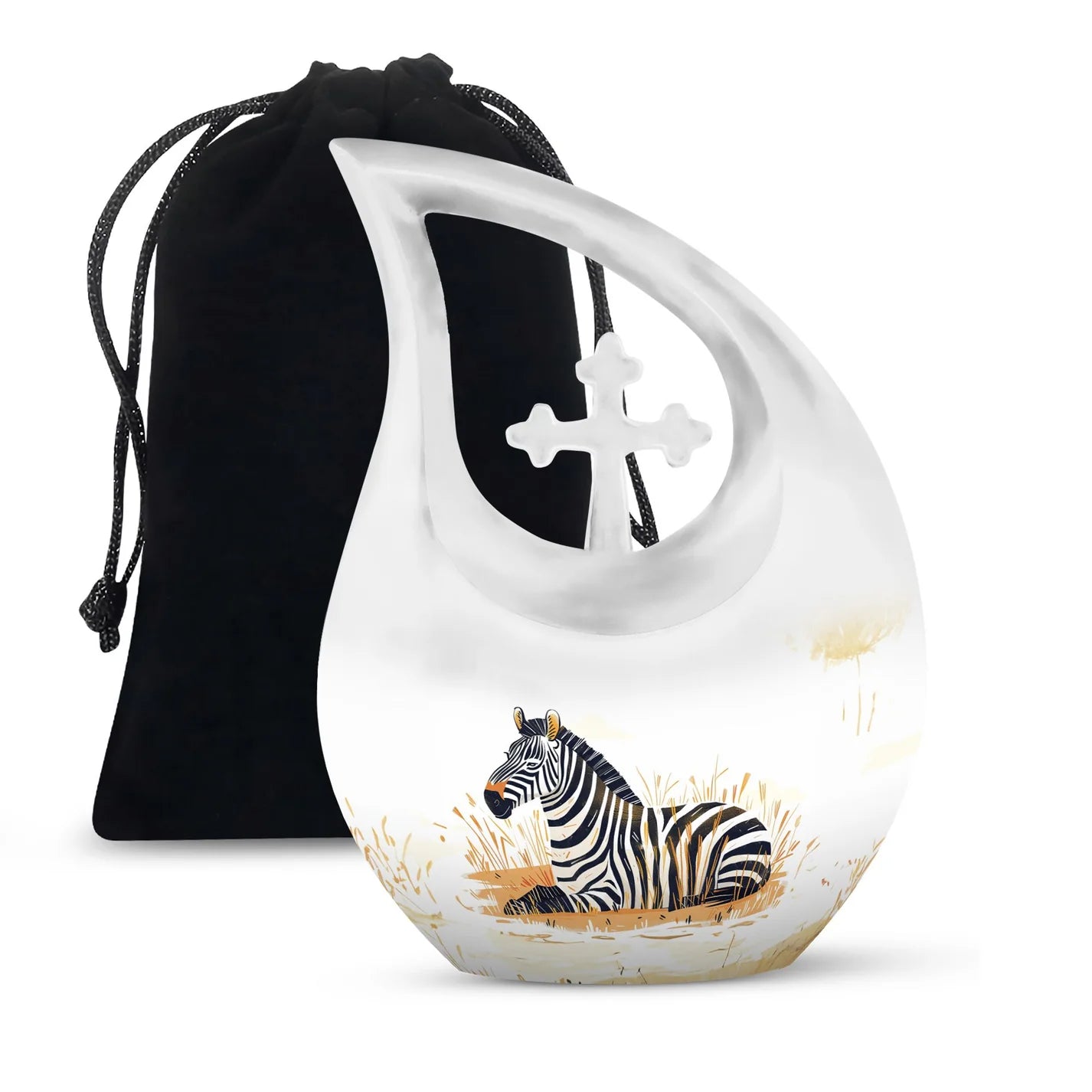 Zebra Double Urns Large Funeral, Ashes Urn For Ashes