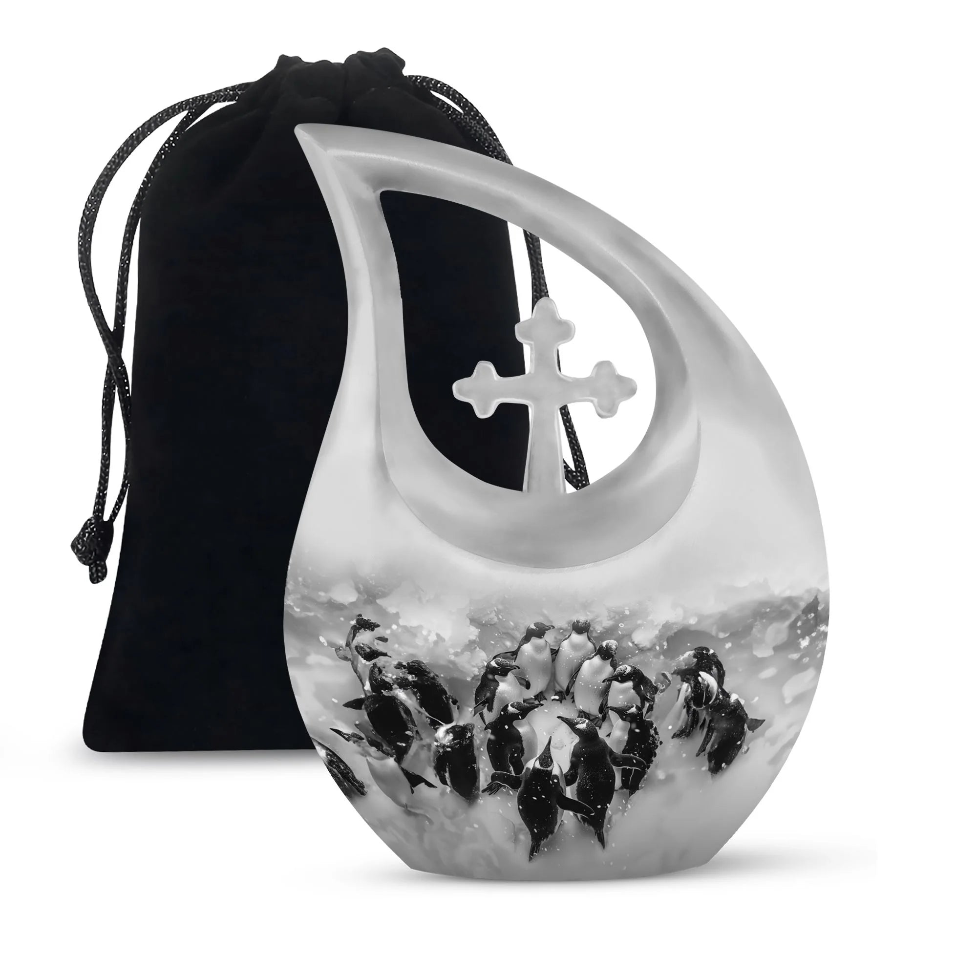 Penguin Cremation Small Urn For Human Ashes Keepsake