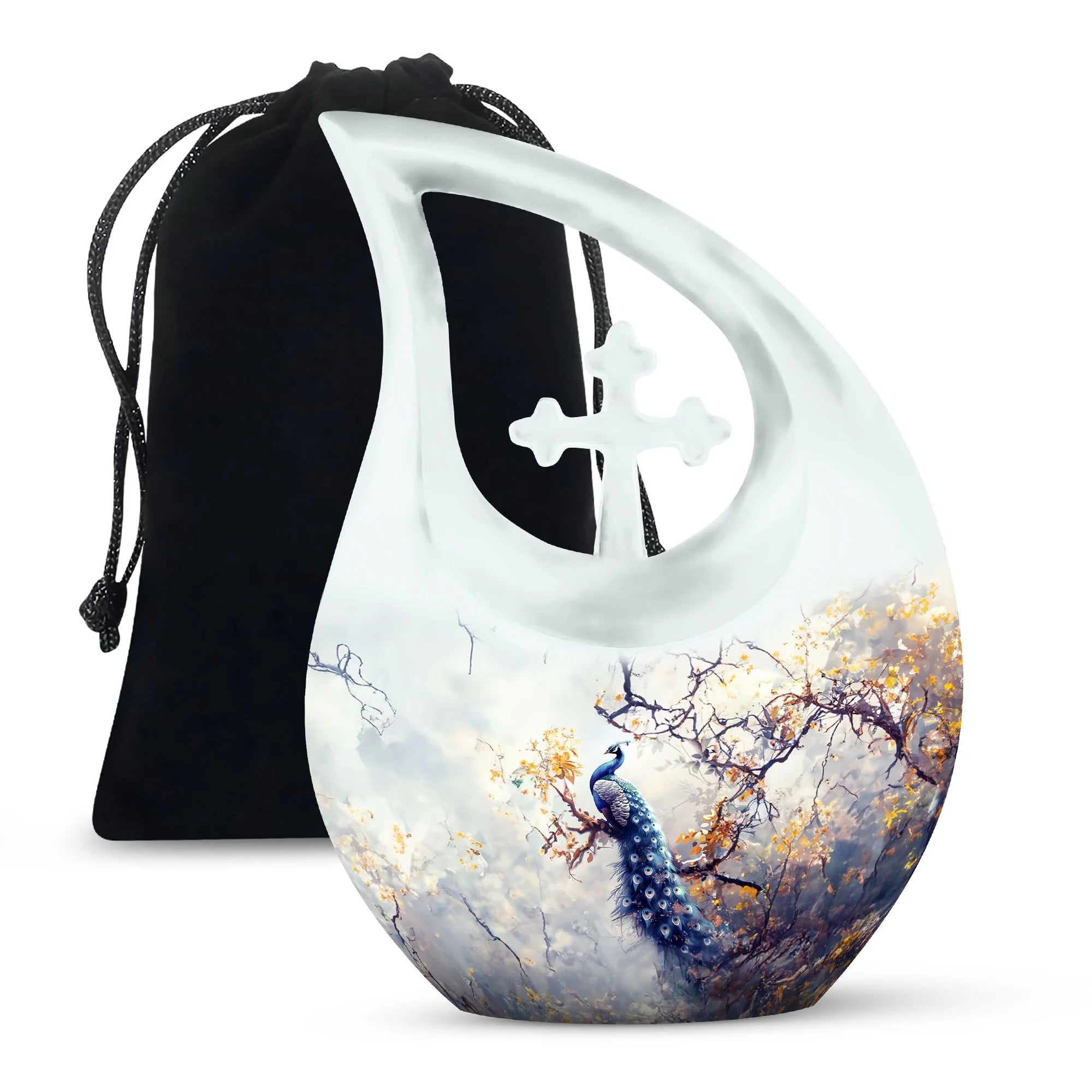 Peacock Cremation Mini Urn For Ashes Adult - Artistic Bird Urn For Funeral