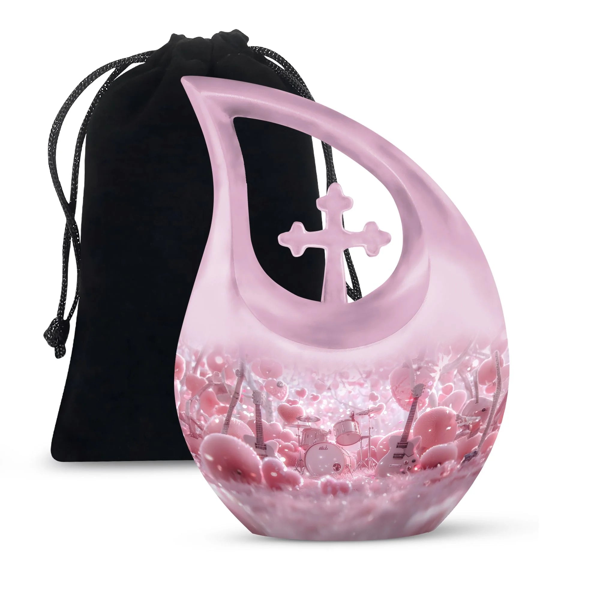 Drum set Cremation Urns For Human Ashes - Pink Funeral Urn For Women