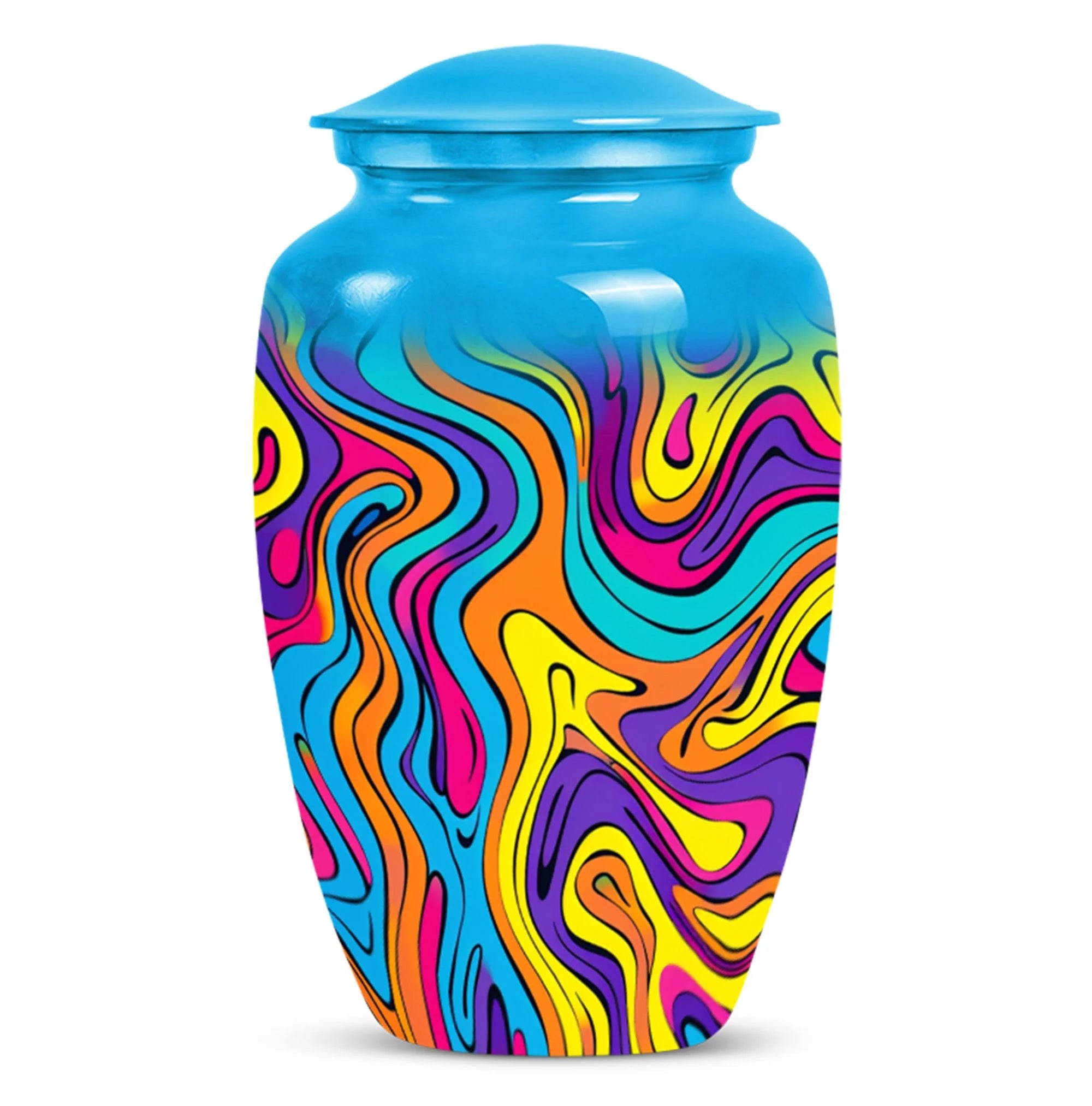 Artistic Swirly Pattern Urn For Ashes Memorial - Colorful Cremation Ashes Urn