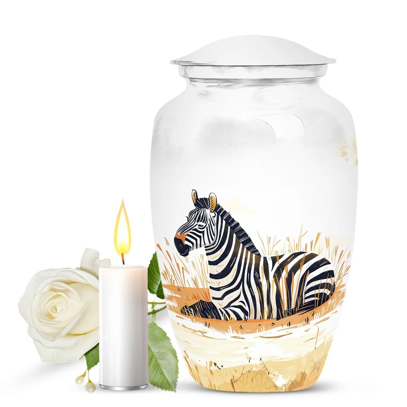 Zebra Double Urns Large Funeral, Ashes Urn For Ashes