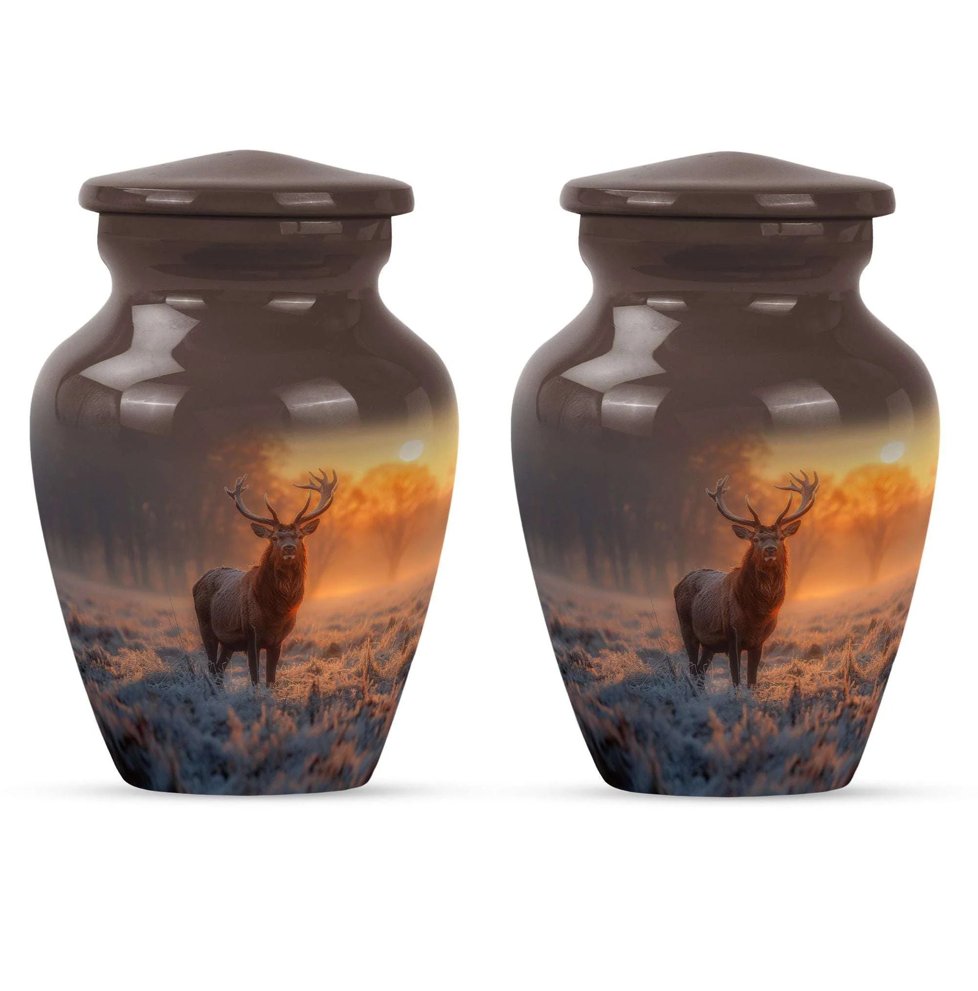 Unique Deer and Gramophone Themed Memorial Medium Urn