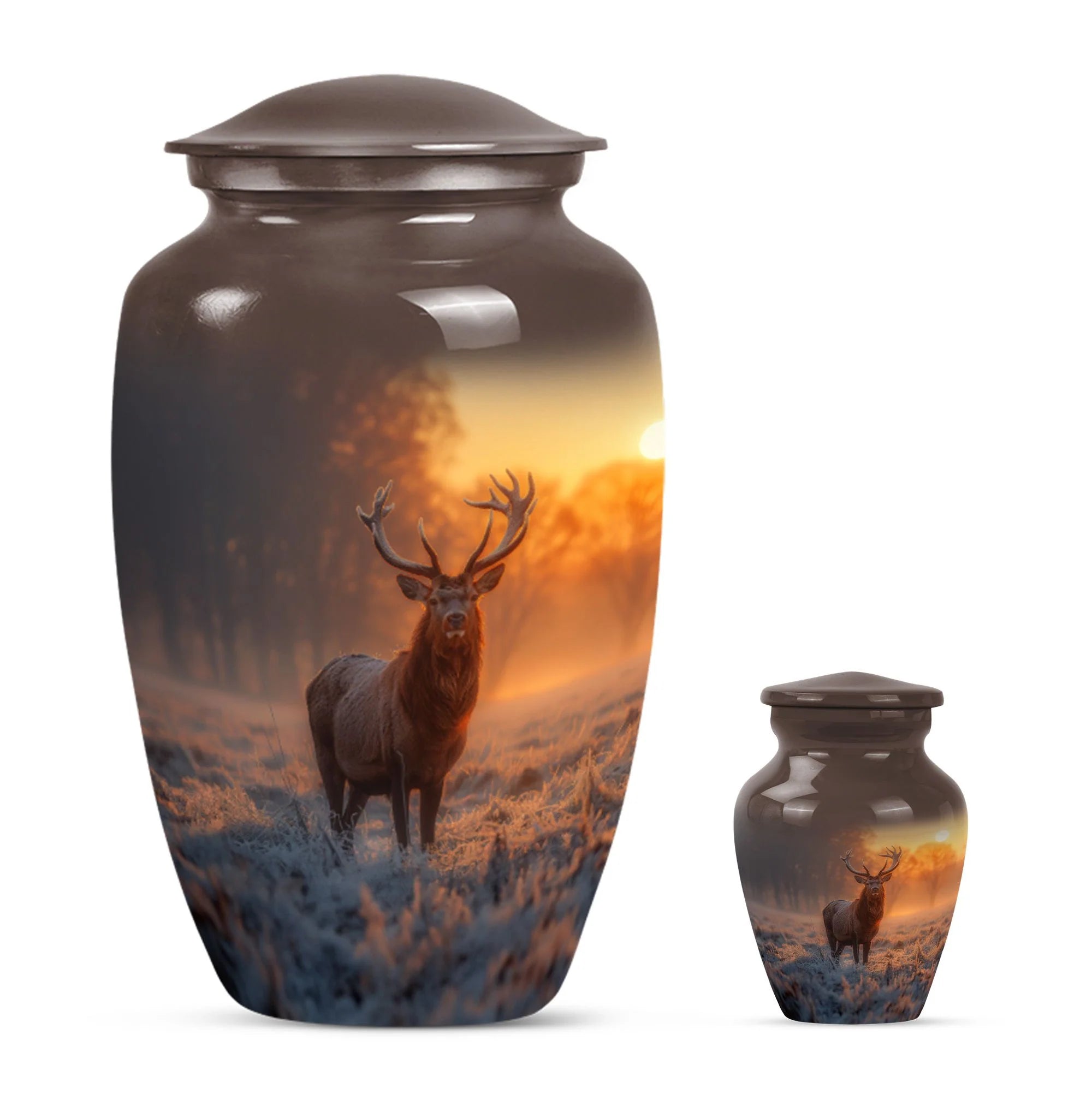Unique Deer and Gramophone Themed Memorial Medium Urn