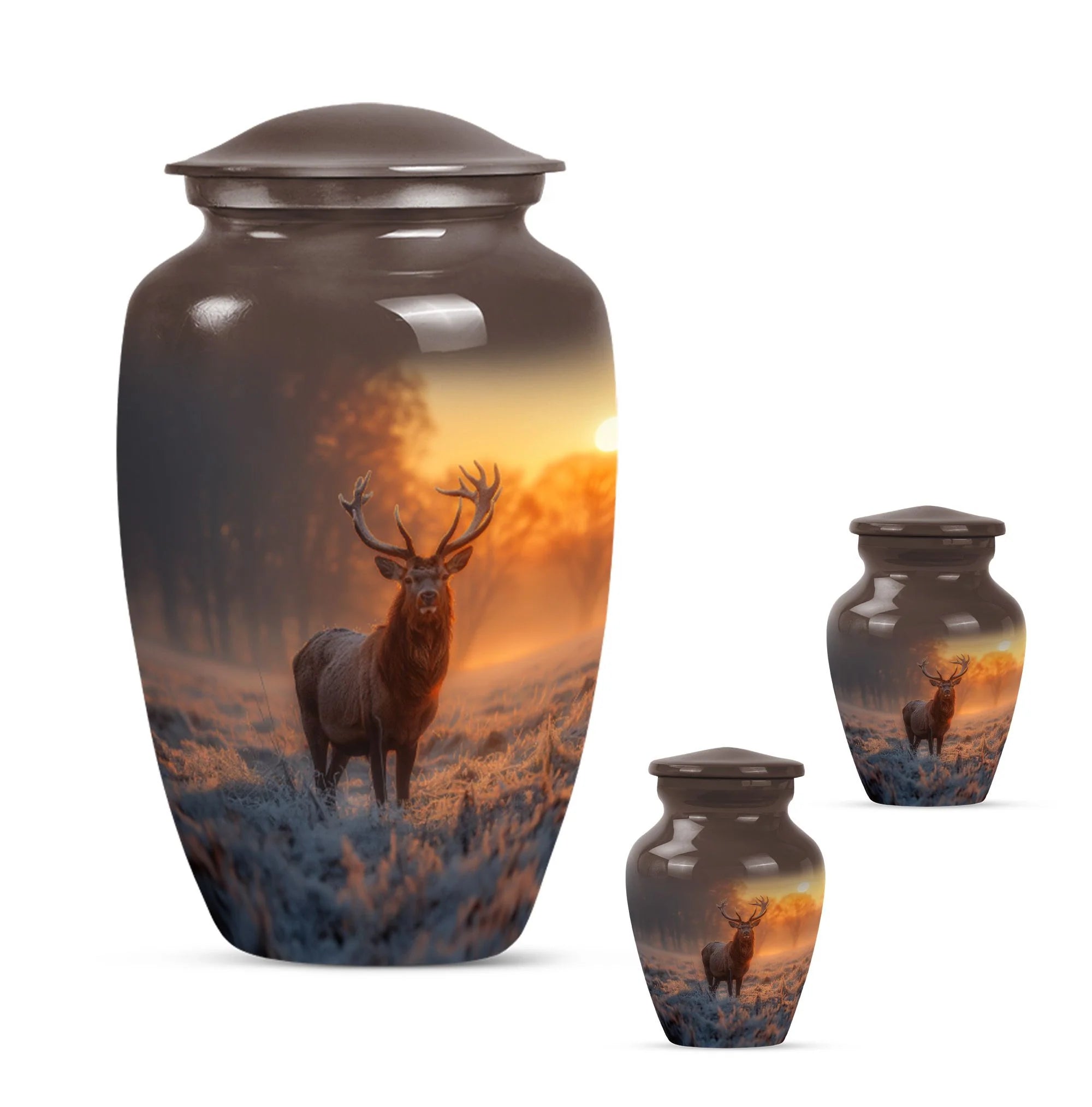 Unique Deer and Gramophone Themed Memorial Medium Urn