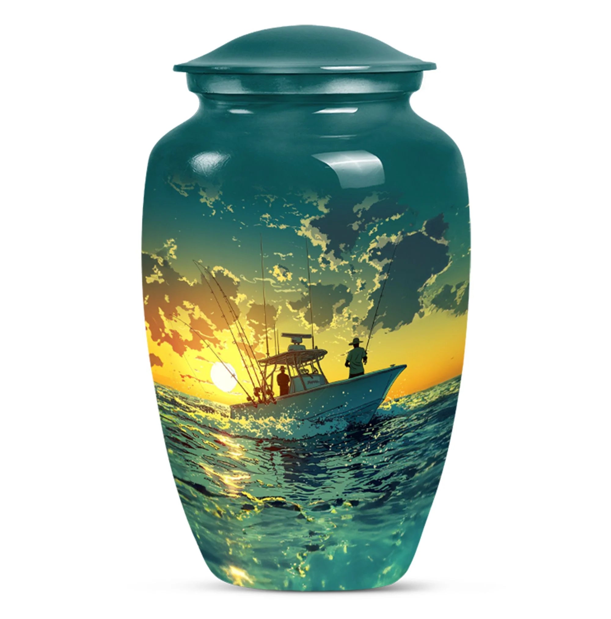 Fishing Boat Cremation Small Urn For Ashes - Ocean Funeral Urn