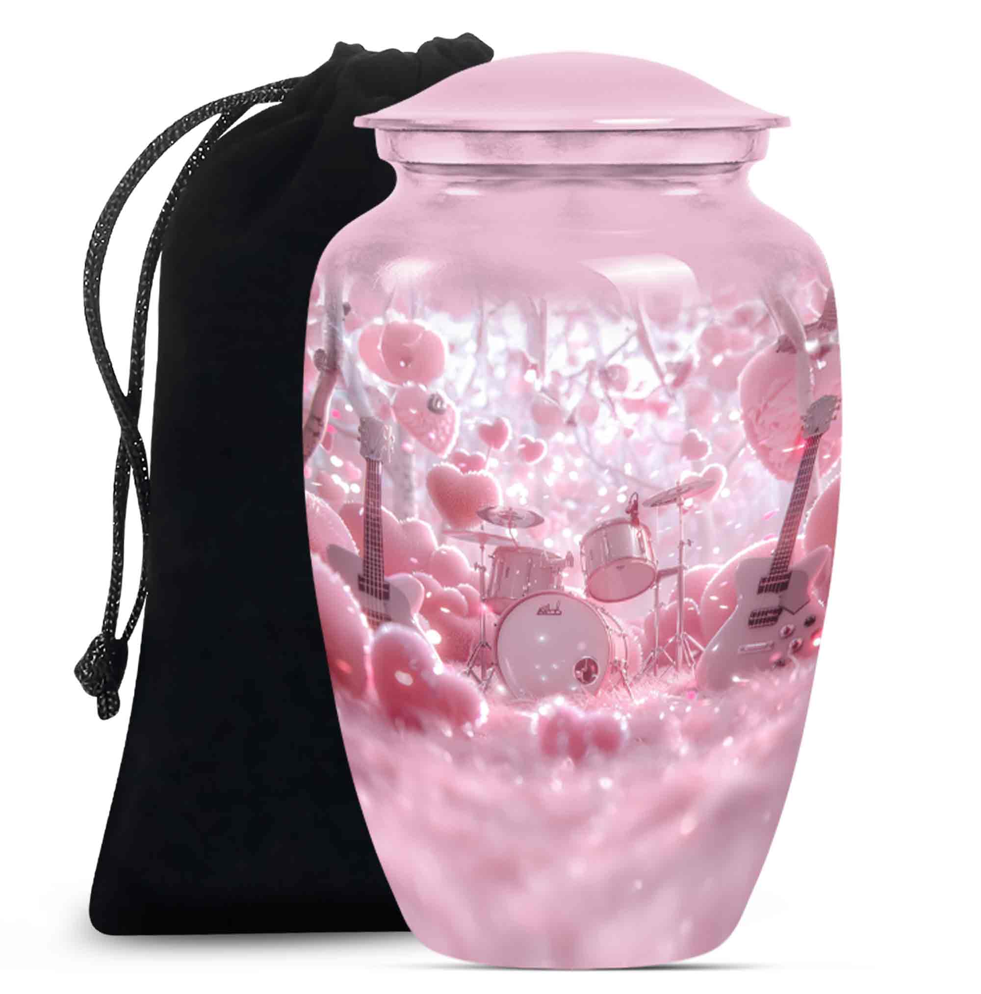 Drum set Cremation Urns For Human Ashes - Pink Funeral Urn For Women