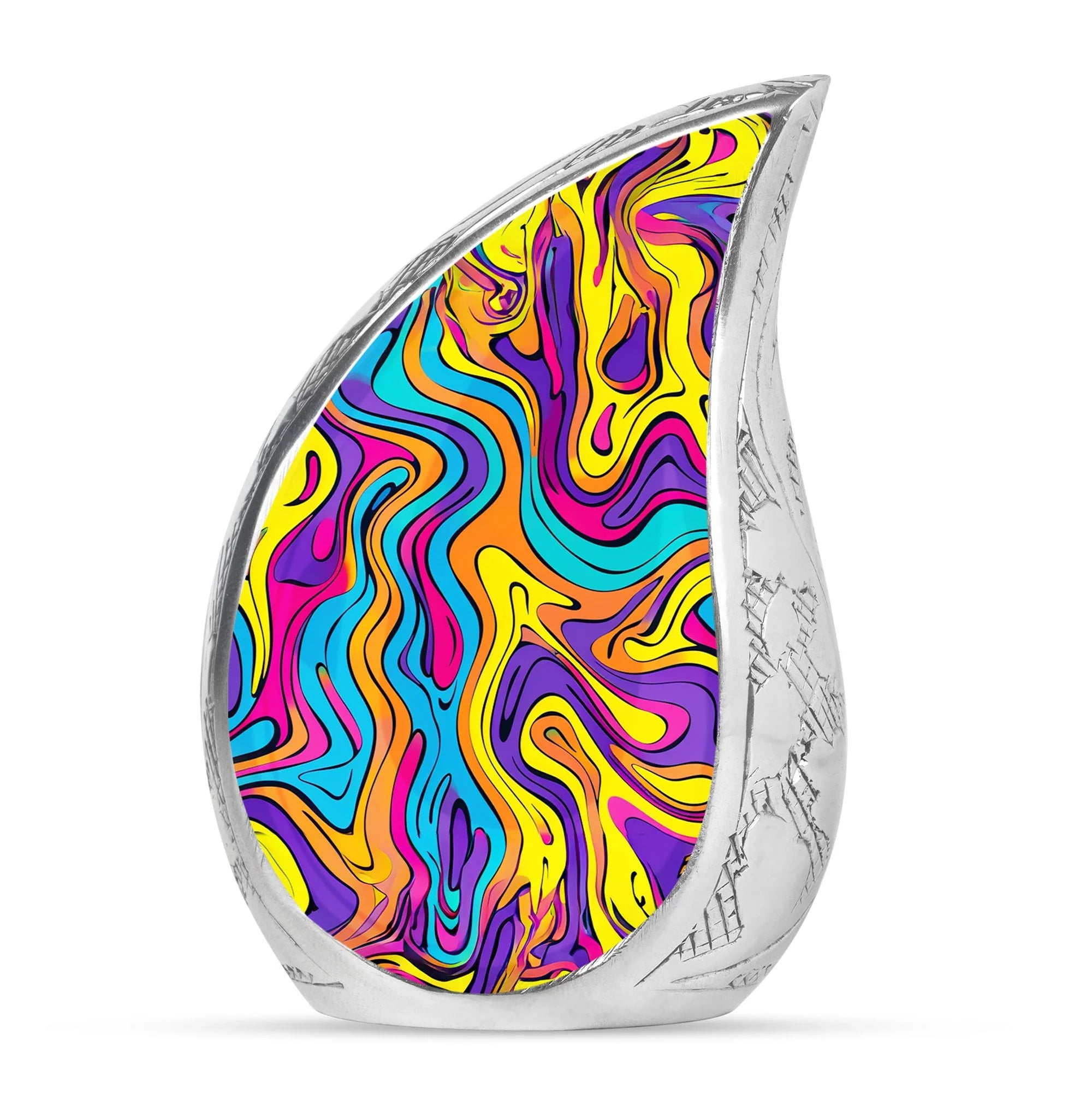 Artistic Swirly Pattern Urn For Ashes Memorial - Colorful Cremation Ashes Urn