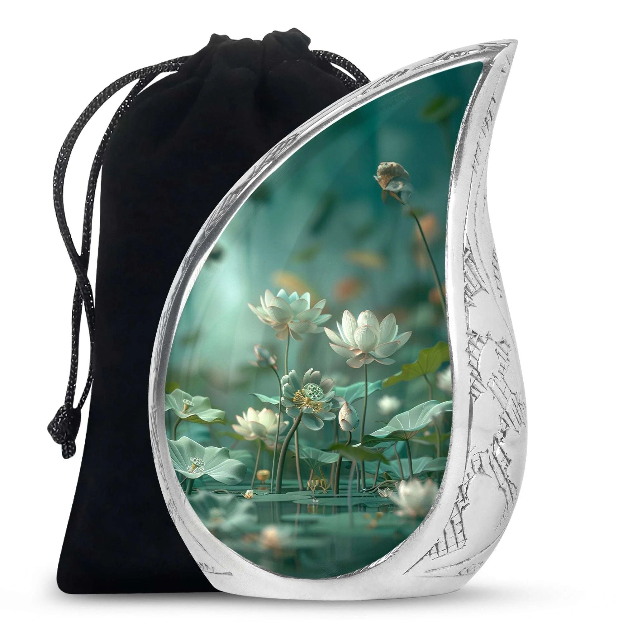 Lotus Keepsake: Large Handcrafted Memorial Urn for Artistic Souls