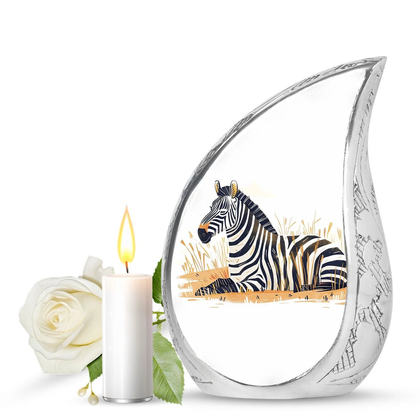 Zebra Double Urns Large Funeral, Ashes Urn For Ashes