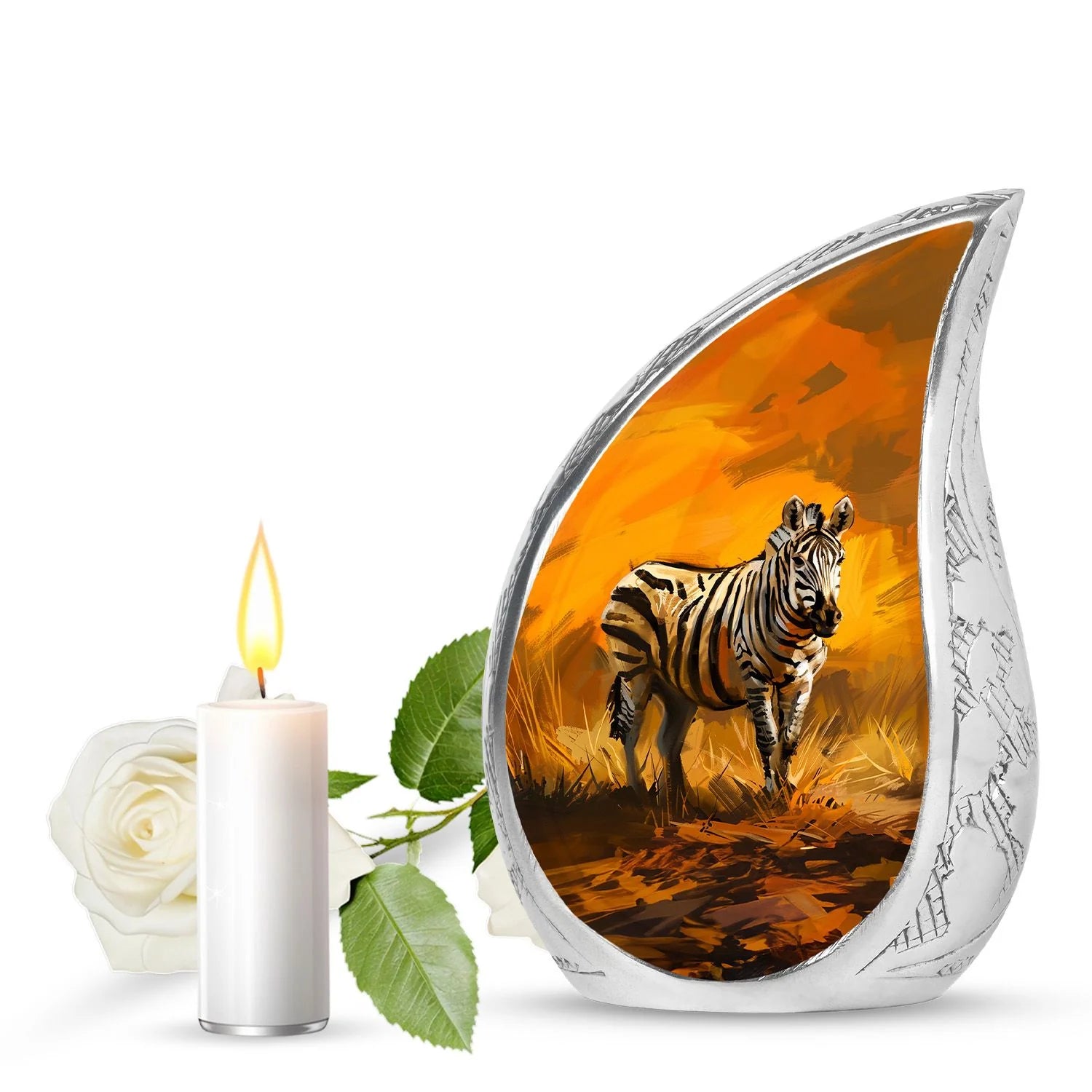Zebra Urn For Ashes Adult Funeral, Ashes Cremation Urn