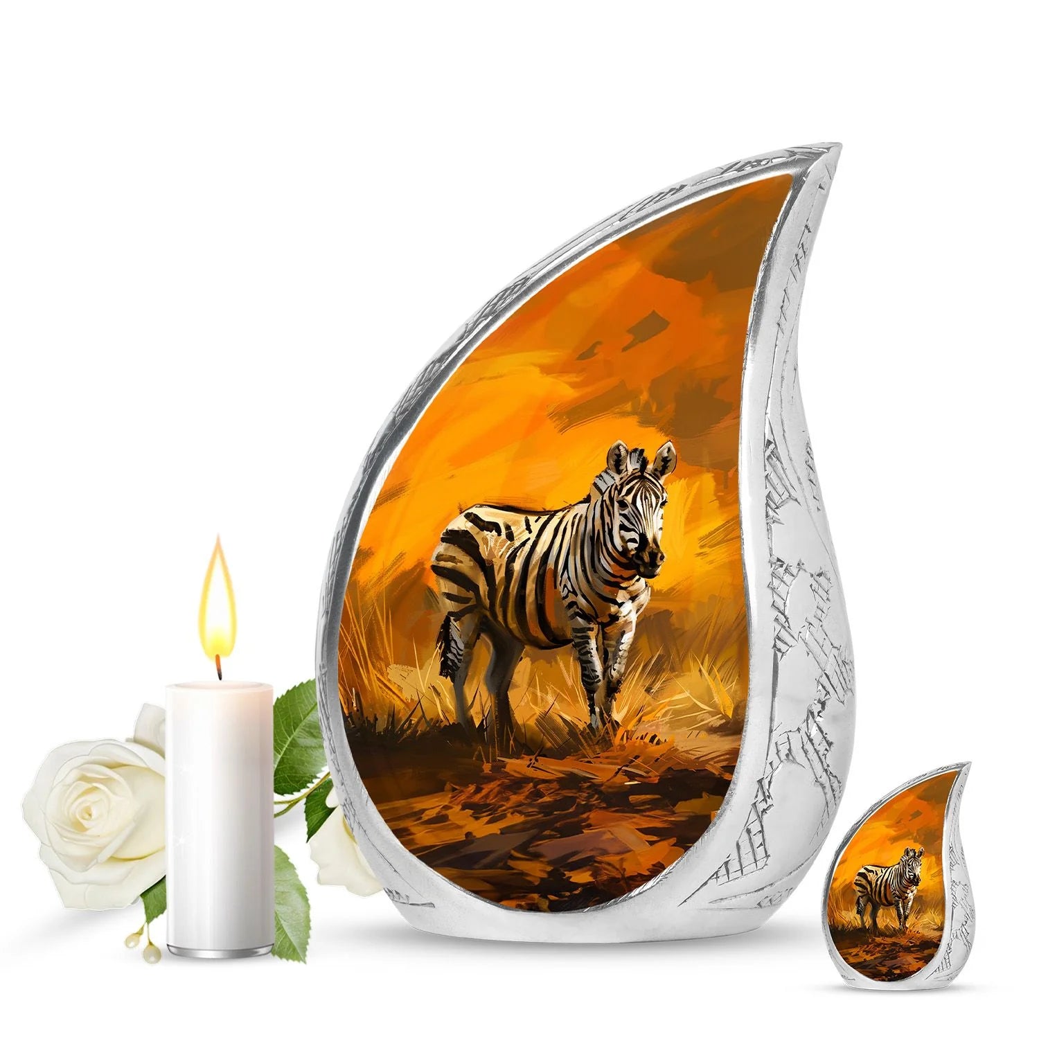 Zebra Urn For Ashes Adult Funeral, Ashes Cremation Urn