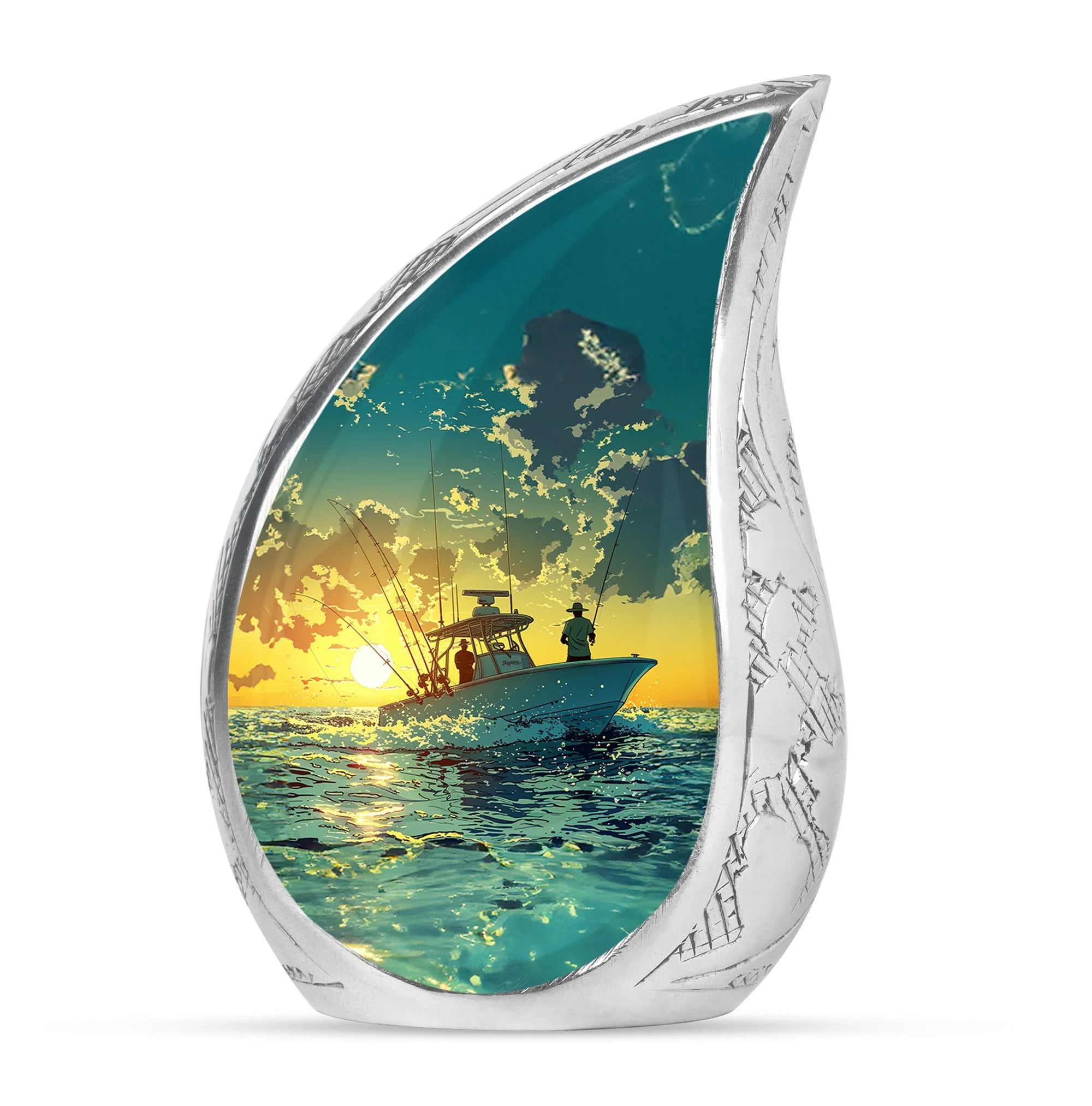 Fishing Boat Cremation Small Urn For Ashes - Ocean Funeral Urn