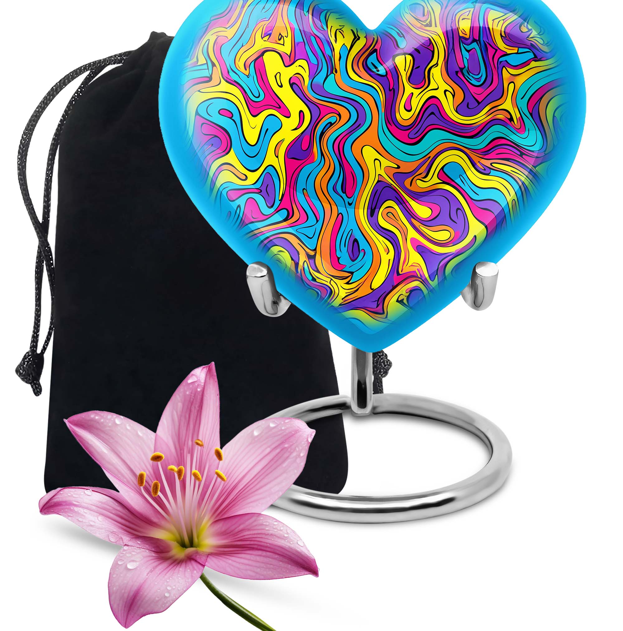 Artistic Swirly Pattern Urn For Ashes Memorial - Colorful Cremation Ashes Urn