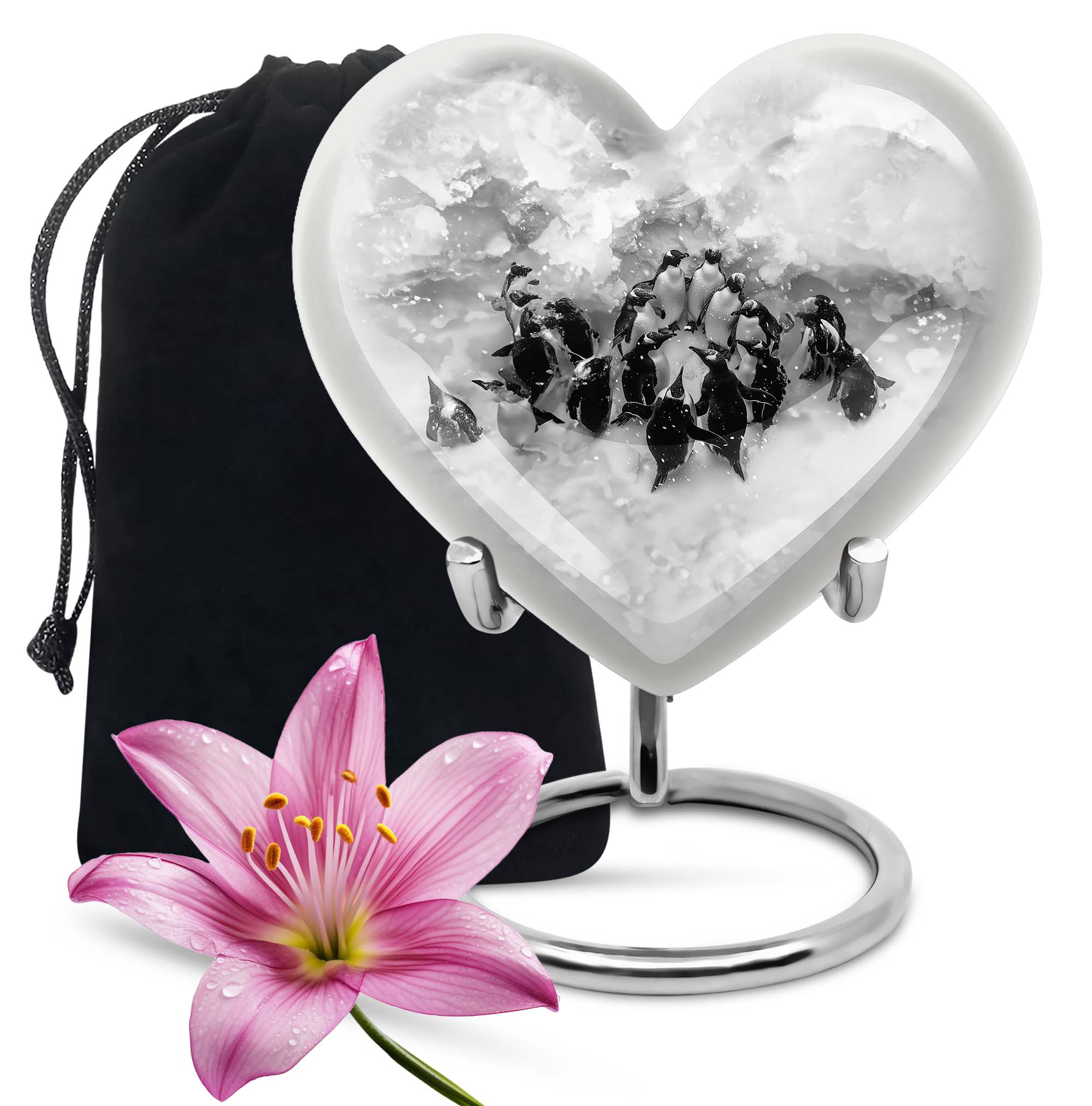 Penguin Cremation Small Urn For Human Ashes Keepsake