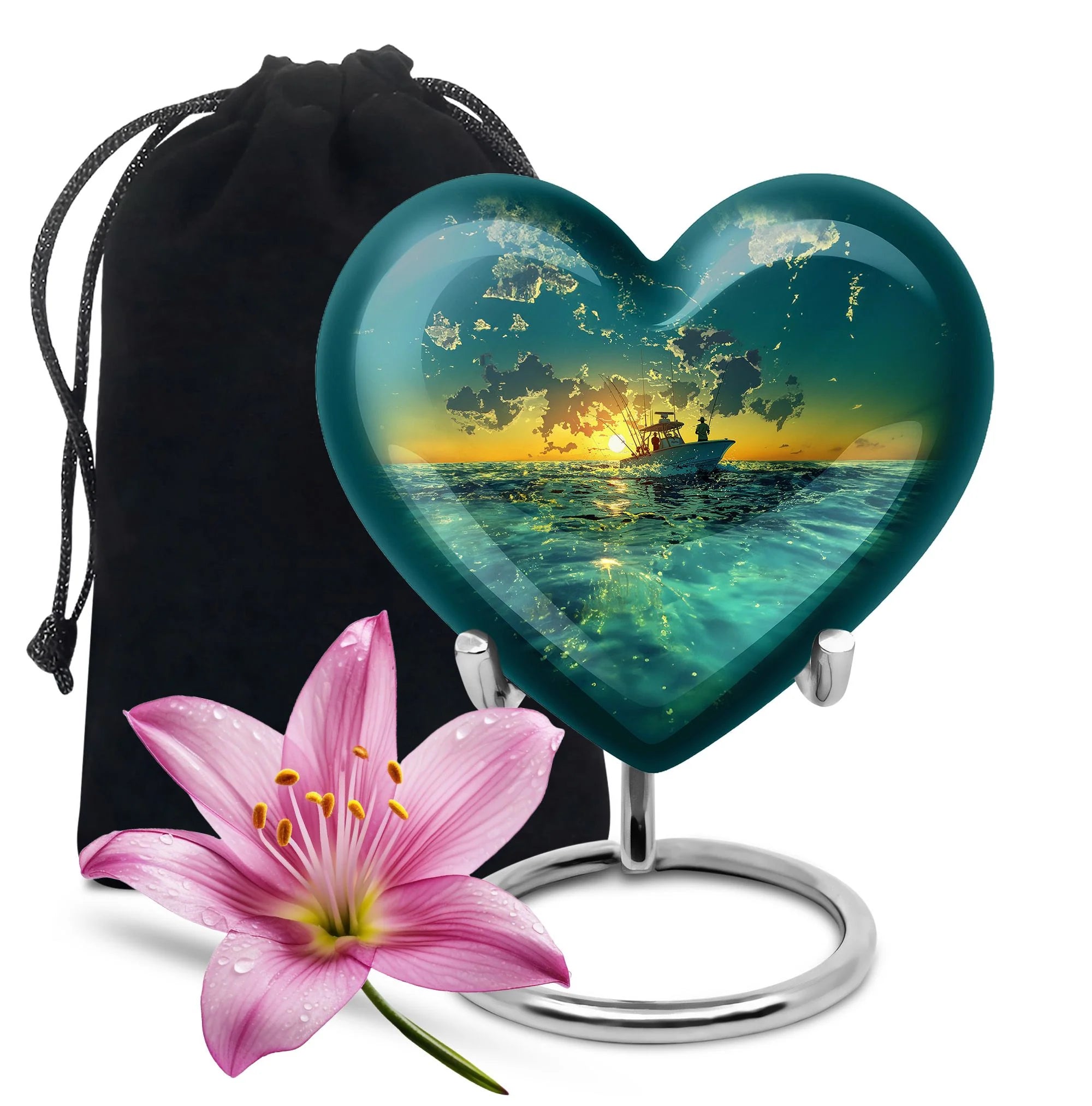 Fishing Boat Cremation Small Urn For Ashes - Ocean Funeral Urn