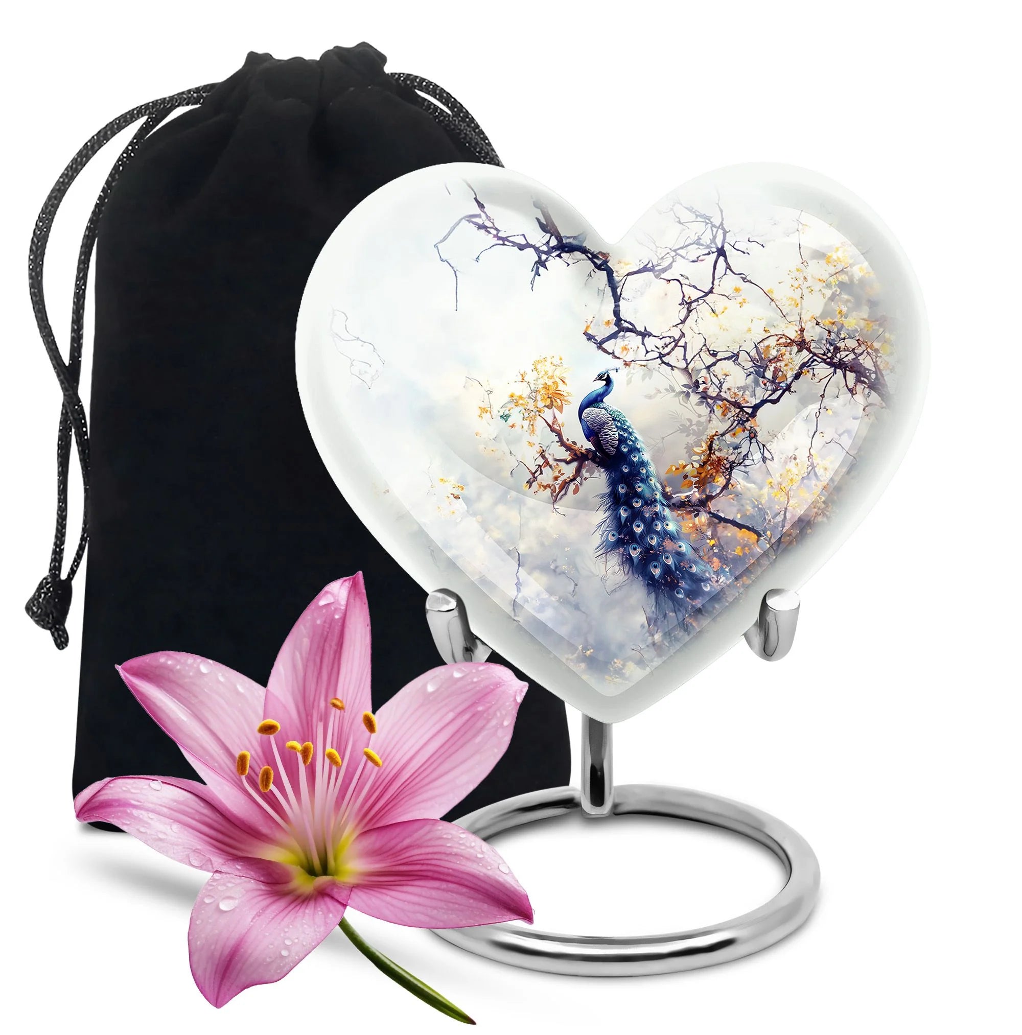 Peacock Cremation Mini Urn For Ashes Adult - Artistic Bird Urn For Funeral