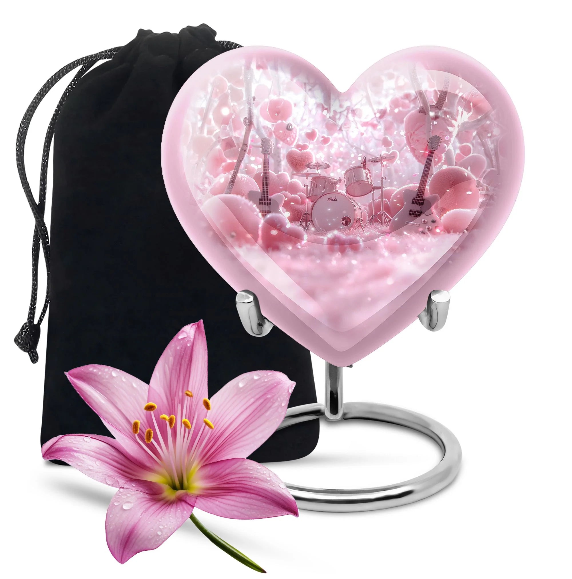 Drum set Cremation Urns For Human Ashes - Pink Funeral Urn For Women