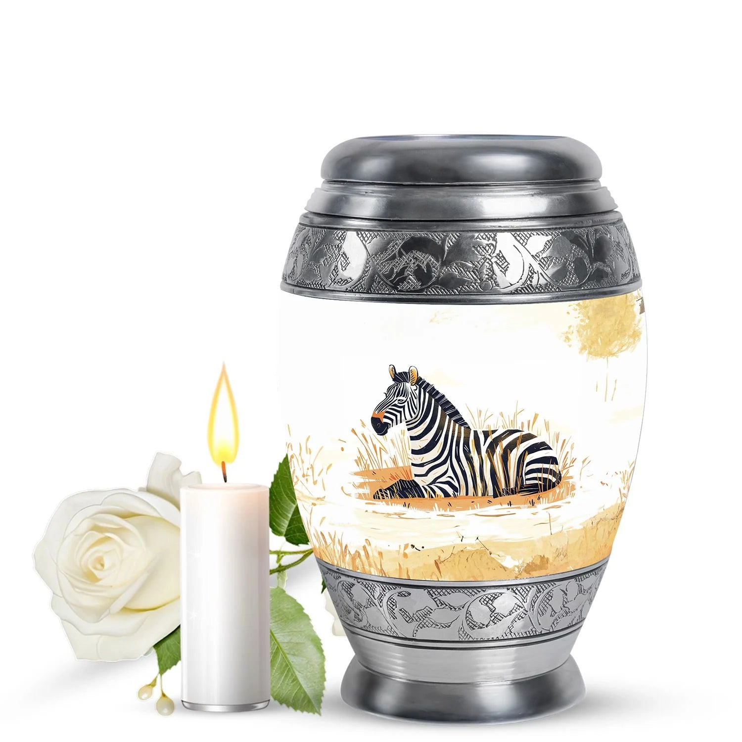 Zebra Double Urns Large Funeral, Ashes Urn For Ashes