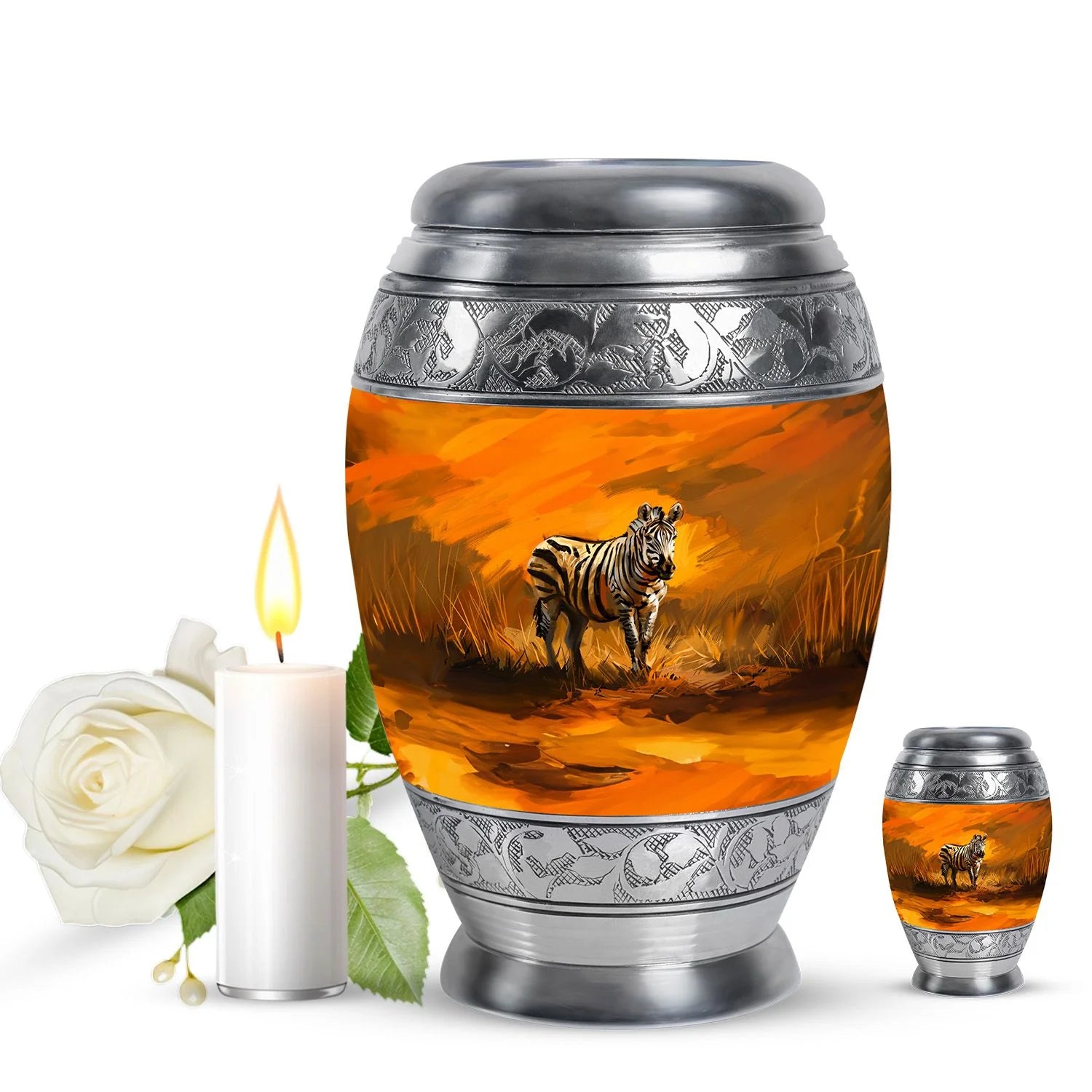 Zebra Urn For Ashes Adult Funeral, Ashes Cremation Urn