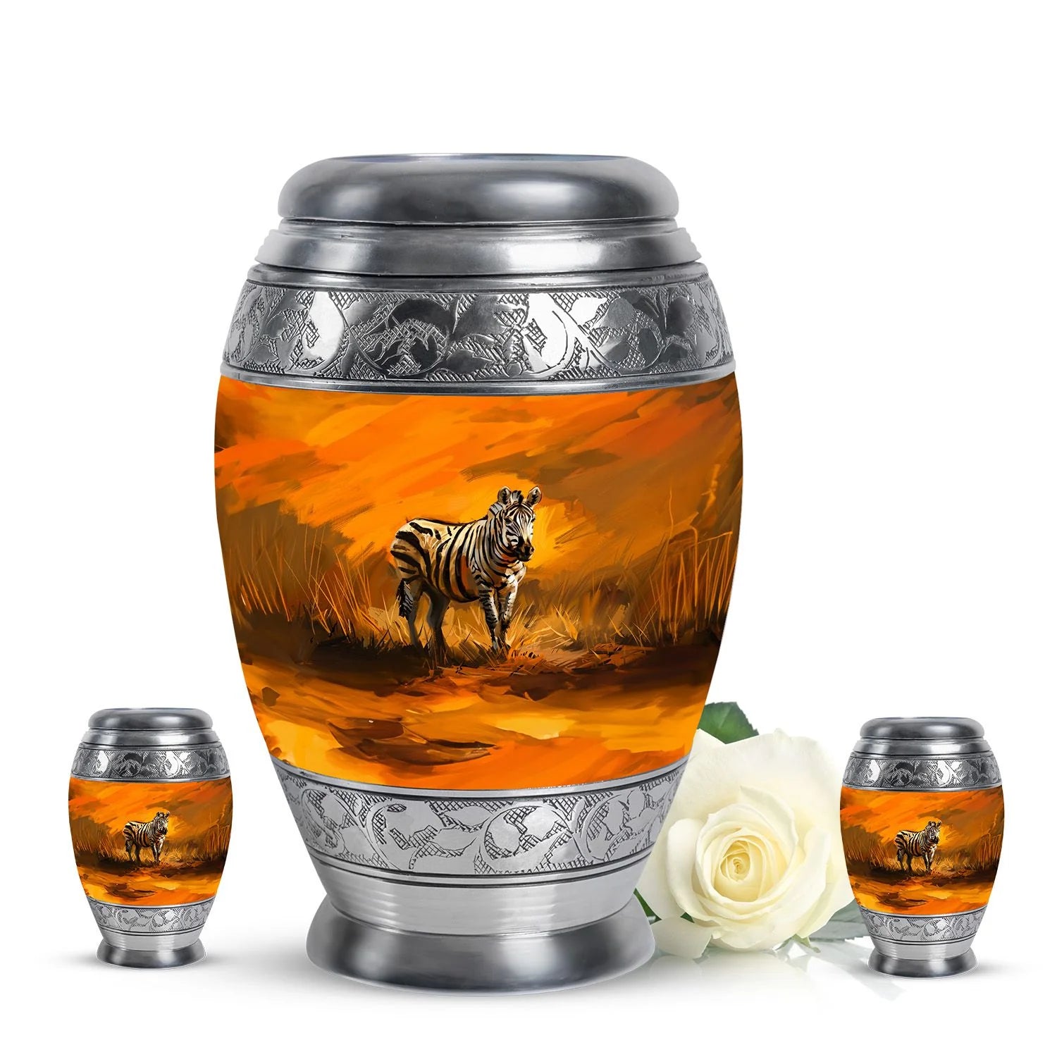 Zebra Urn For Ashes Adult Funeral, Ashes Cremation Urn