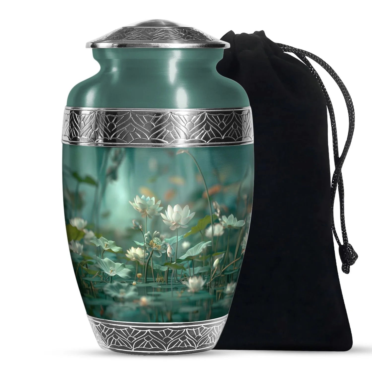 Lotus Keepsake: Large Handcrafted Memorial Urn for Artistic Souls
