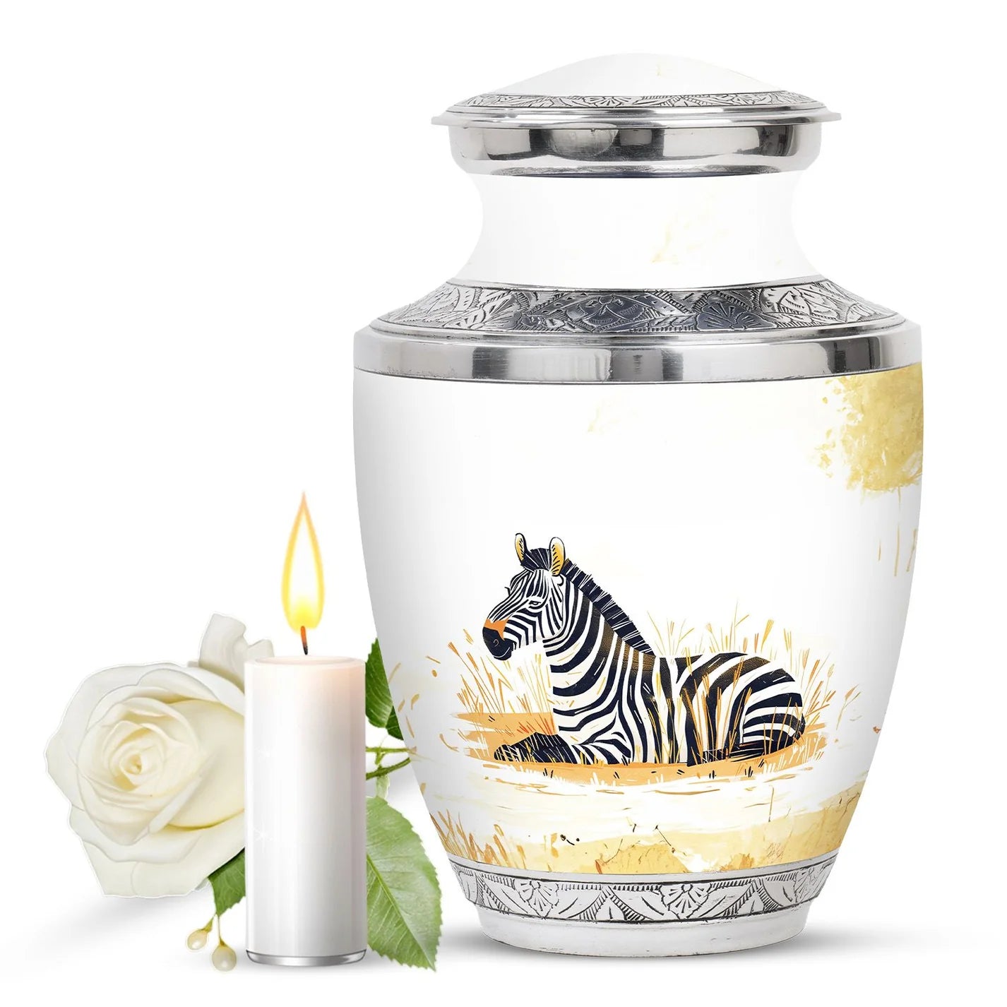 Zebra Double Urns Large Funeral, Ashes Urn For Ashes