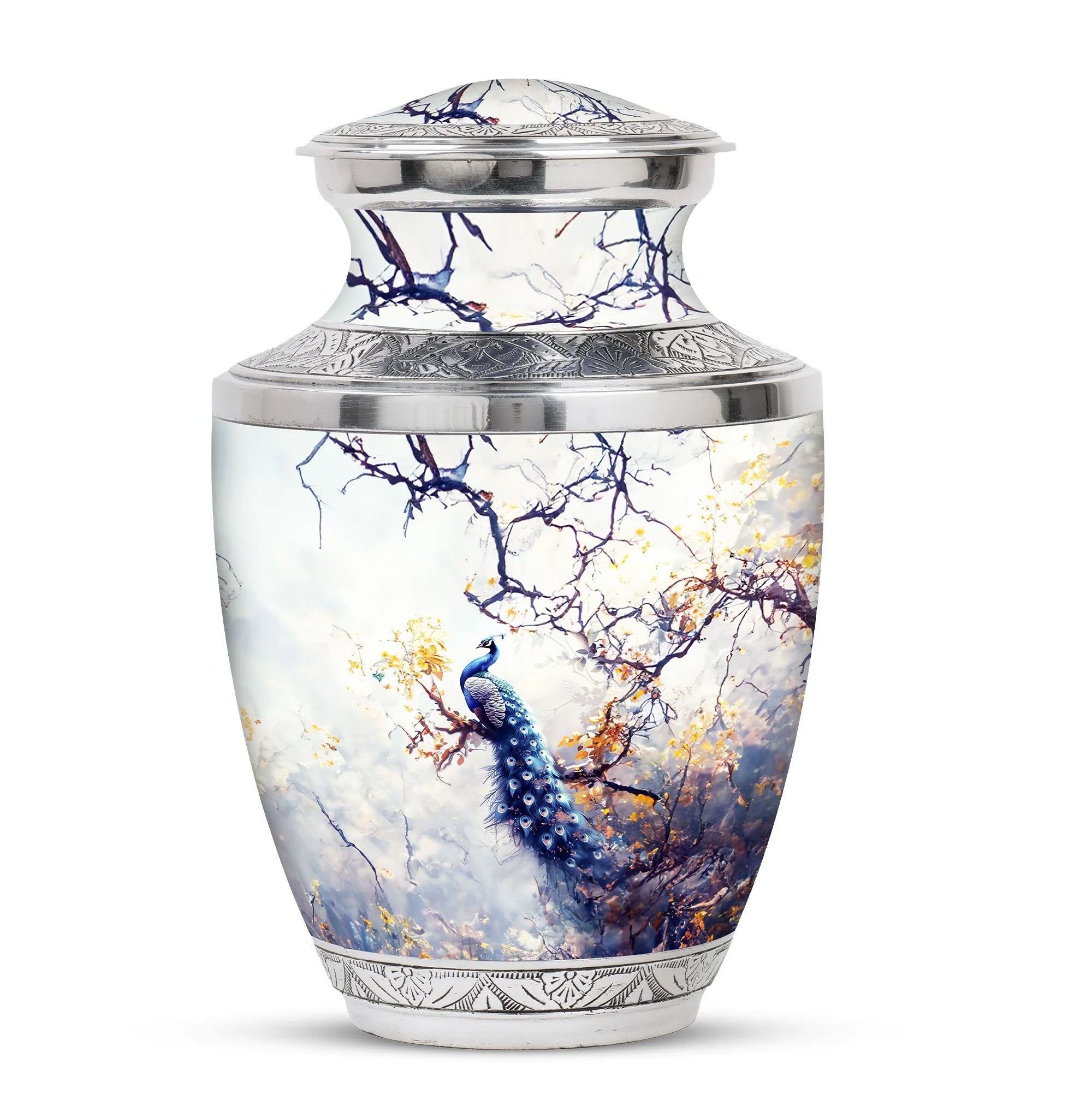 Peacock Cremation Mini Urn For Ashes Adult - Artistic Bird Urn For Funeral
