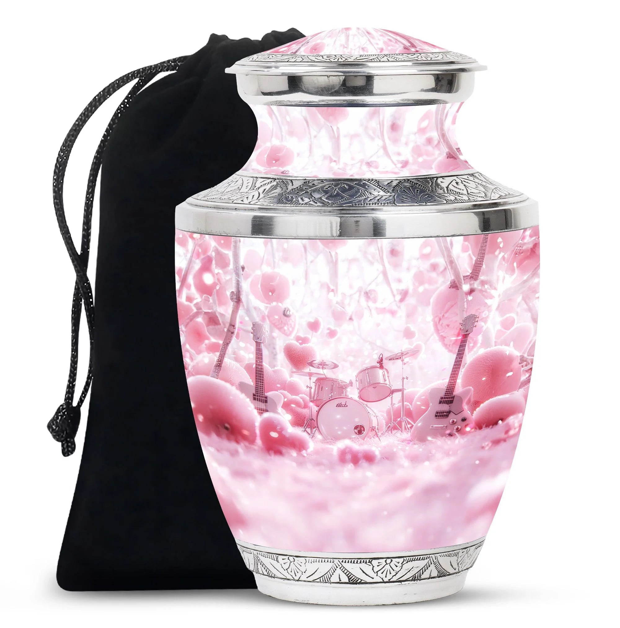 Drum set Cremation Urns For Human Ashes - Pink Funeral Urn For Women
